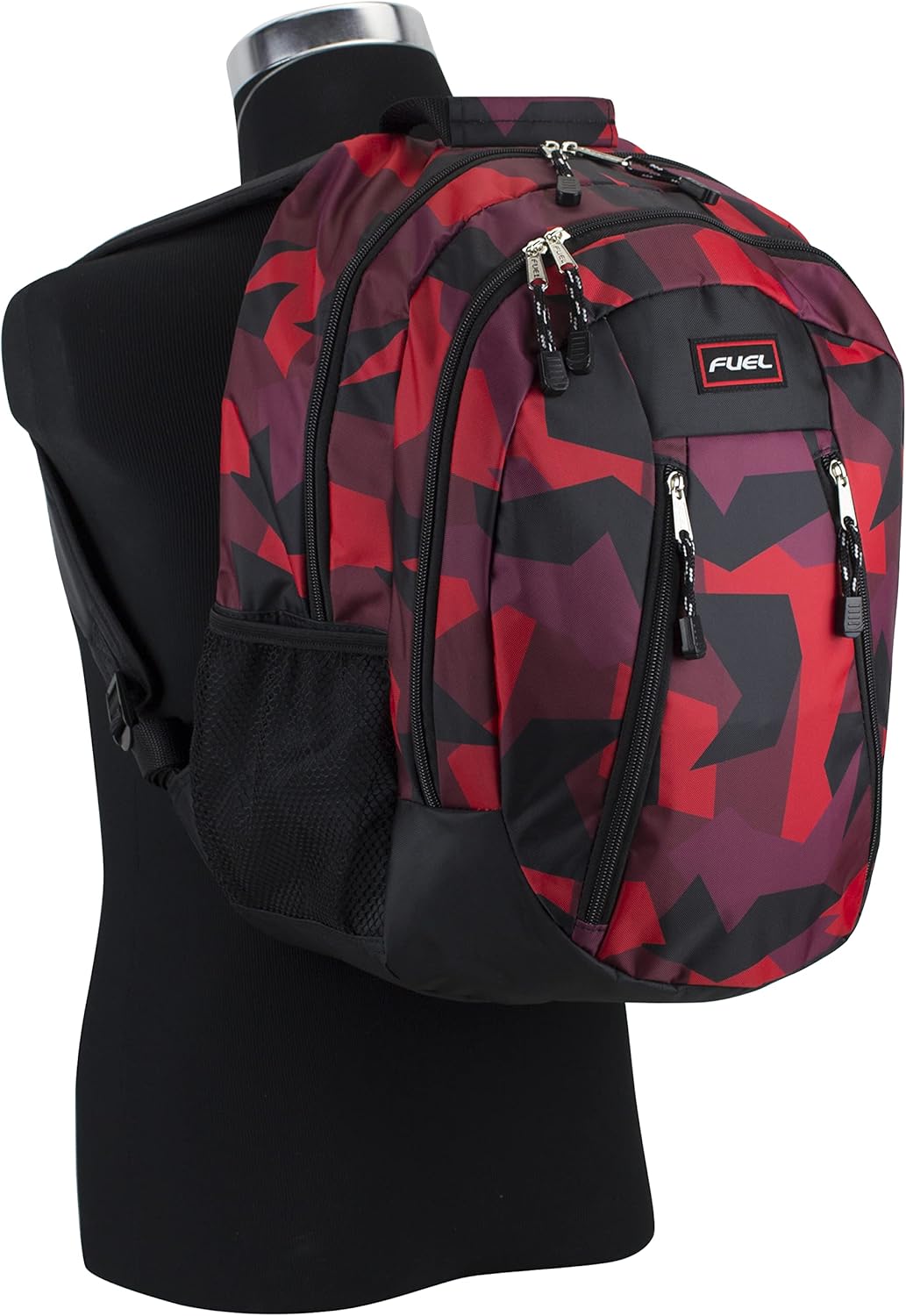 FUEL Active Sport Carry On Luggage Weekender Daypack Backpack Bag, for Gym, Work, Hiking, Travel Red Tech Camouflage
