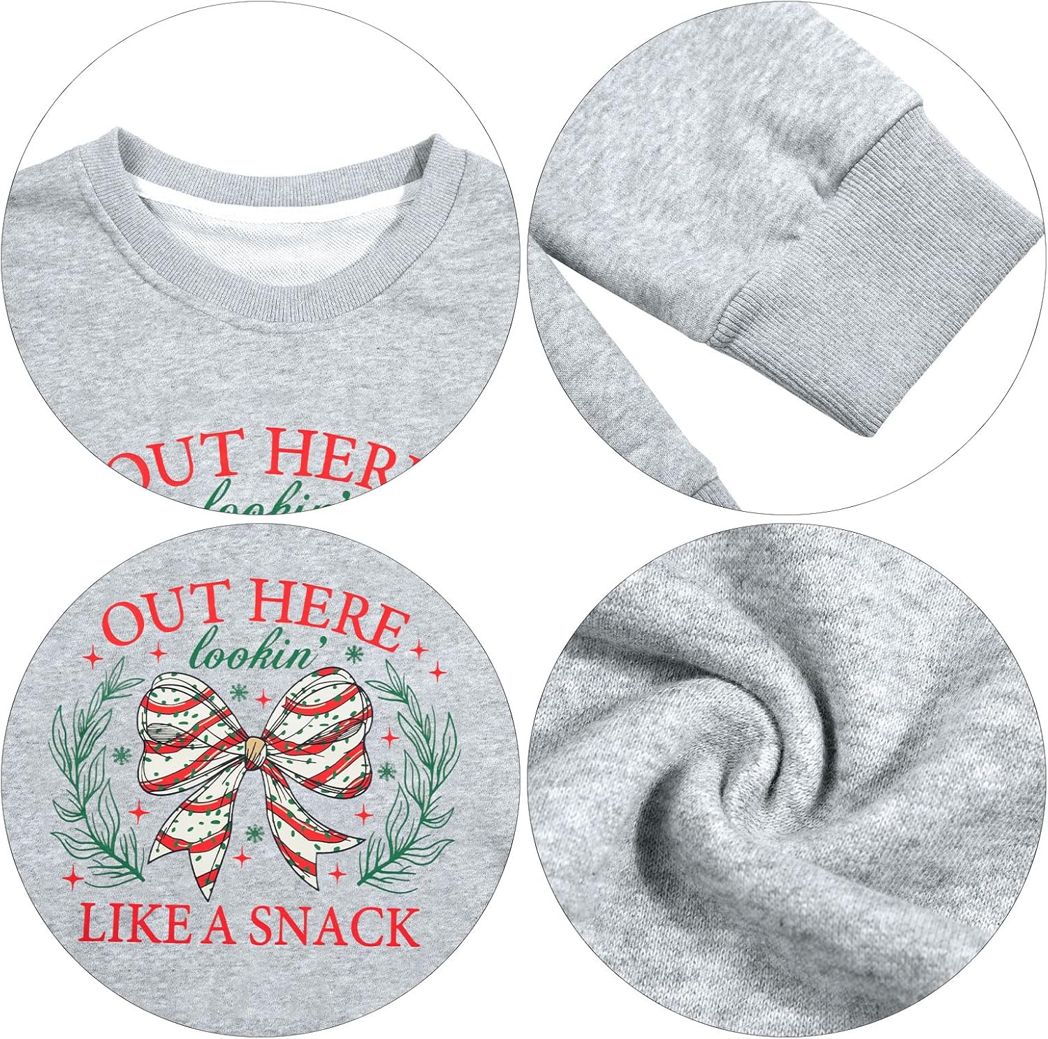 Christmas Bow Shirts for Women Merry and Bright Sweatshirt Vintage Xmas Vacation Casual Long Sleeve T-Shirts - Image 7