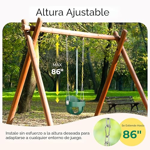 Miniatura 6 de DECORLIFE Columpio para niños pequeños, columpio para bebés al aire libre – Juego de columpio de cubo completo de respaldo alto, capacidad de 330