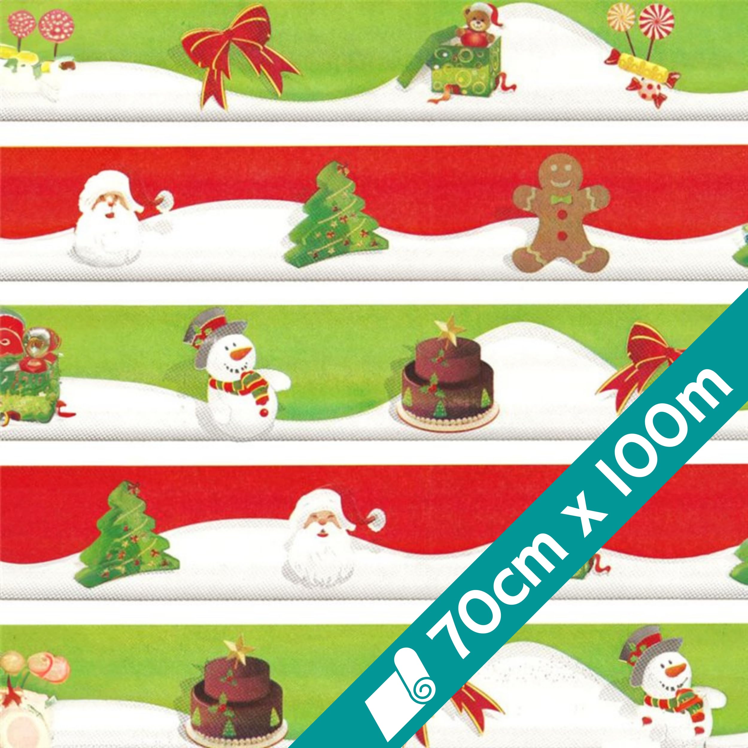 1 Rolle Weihnachts-Geschenkpapier Seasonal Delights Rot Grün 70cmx100m | Geschenkpapier für Weihnachten