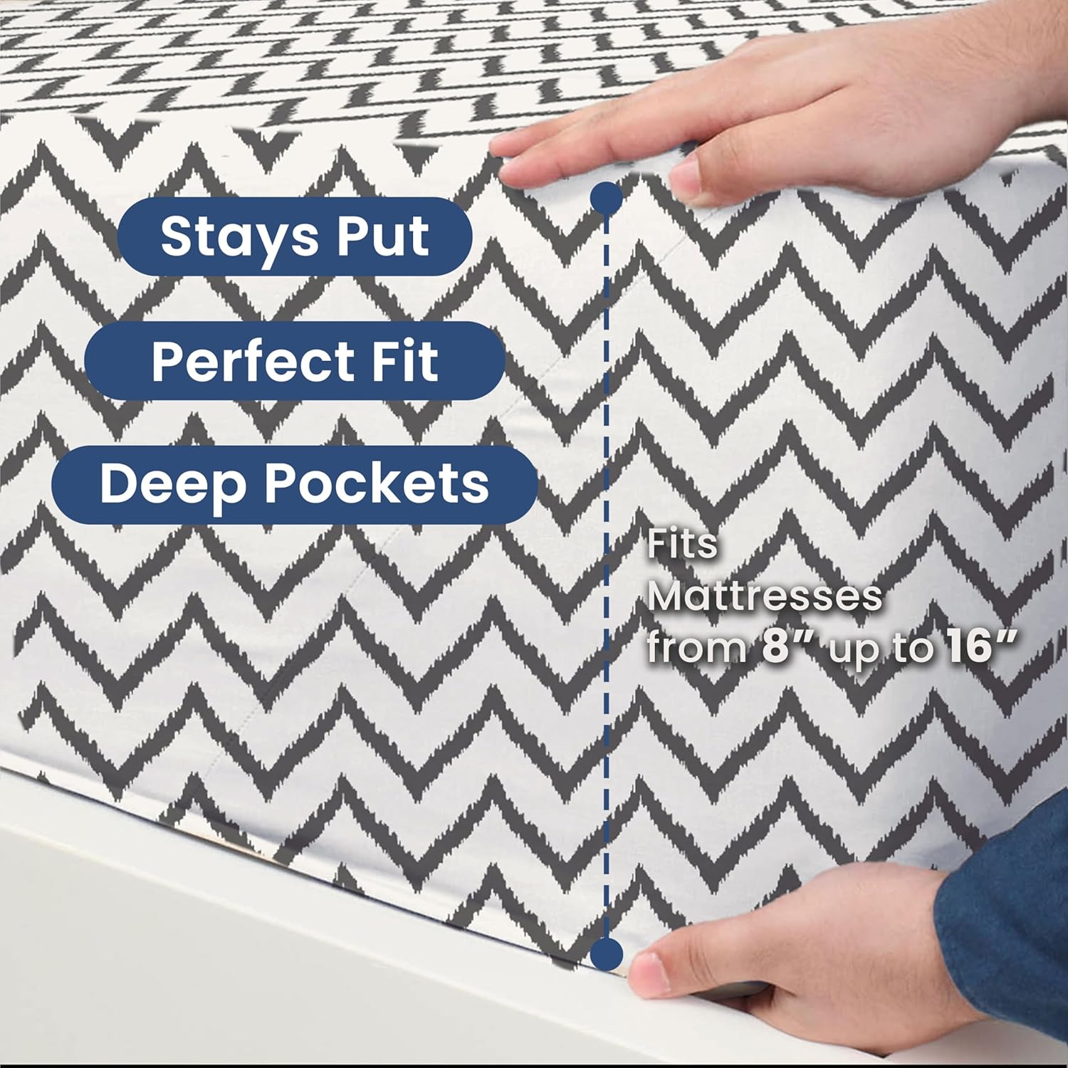 Queen Chevron Cotton Polyester Sheet Set for Kids
