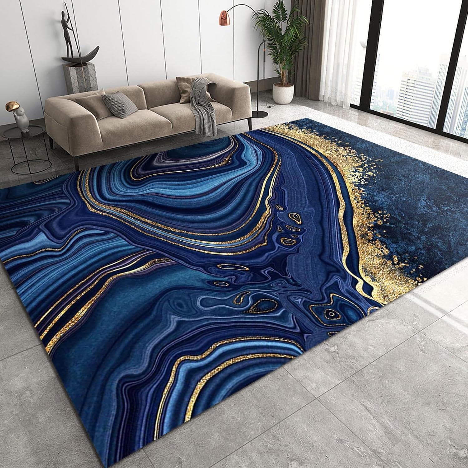 Tapis imprimé abstrait 3D haute densité 80 x 160 cm résistant