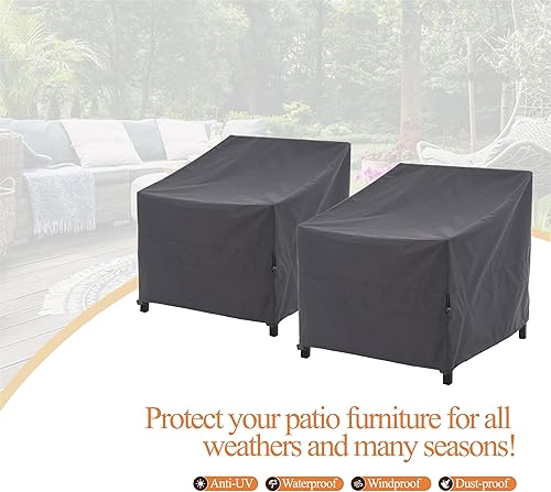Miniatura 8 de WJ-X3 Funda para silla de patio, funda de salón al aire libre, resistente, fundas impermeables para silla de césped, 43 pulgadas de ancho x 42