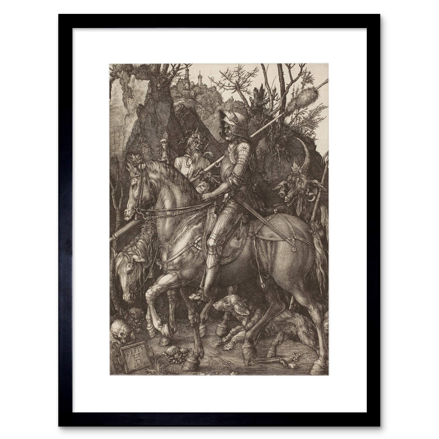 Wee Blue Coo Albrecht Durer Knight Death Devil Old Master Framed Wall Art Print