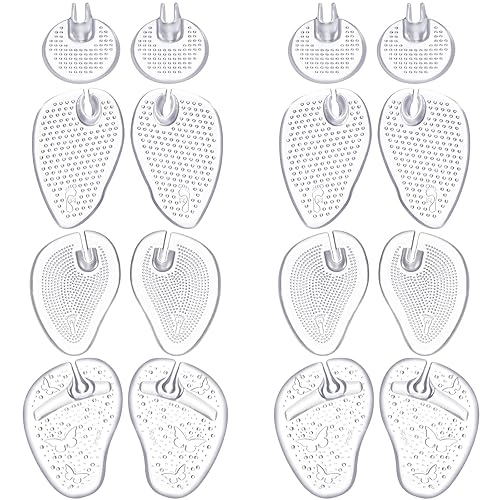 Zhanmai 8 Pairs Thong Cushions for Sandals Gel Metatarsal Pads for Flip Flops Cushion Inserts Forefoot Pad No Slip Silicone Shoe Inserts Pad Self Adhesive Ball of Foot Grip Pads One Size Fits Any