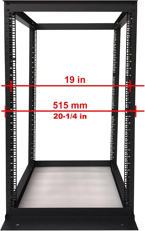 Sysracks 18U Open Frame Rack, Adjustable 24-37, 19-Inch EIA-310