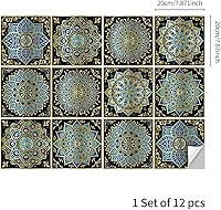 Vista 15 de Lukery Azulejo de despegar y pegar, impermeable, para cocina, mandala, azulejos autoadhesivos, azulejos de PVC, azulejos de pared, azulejos
