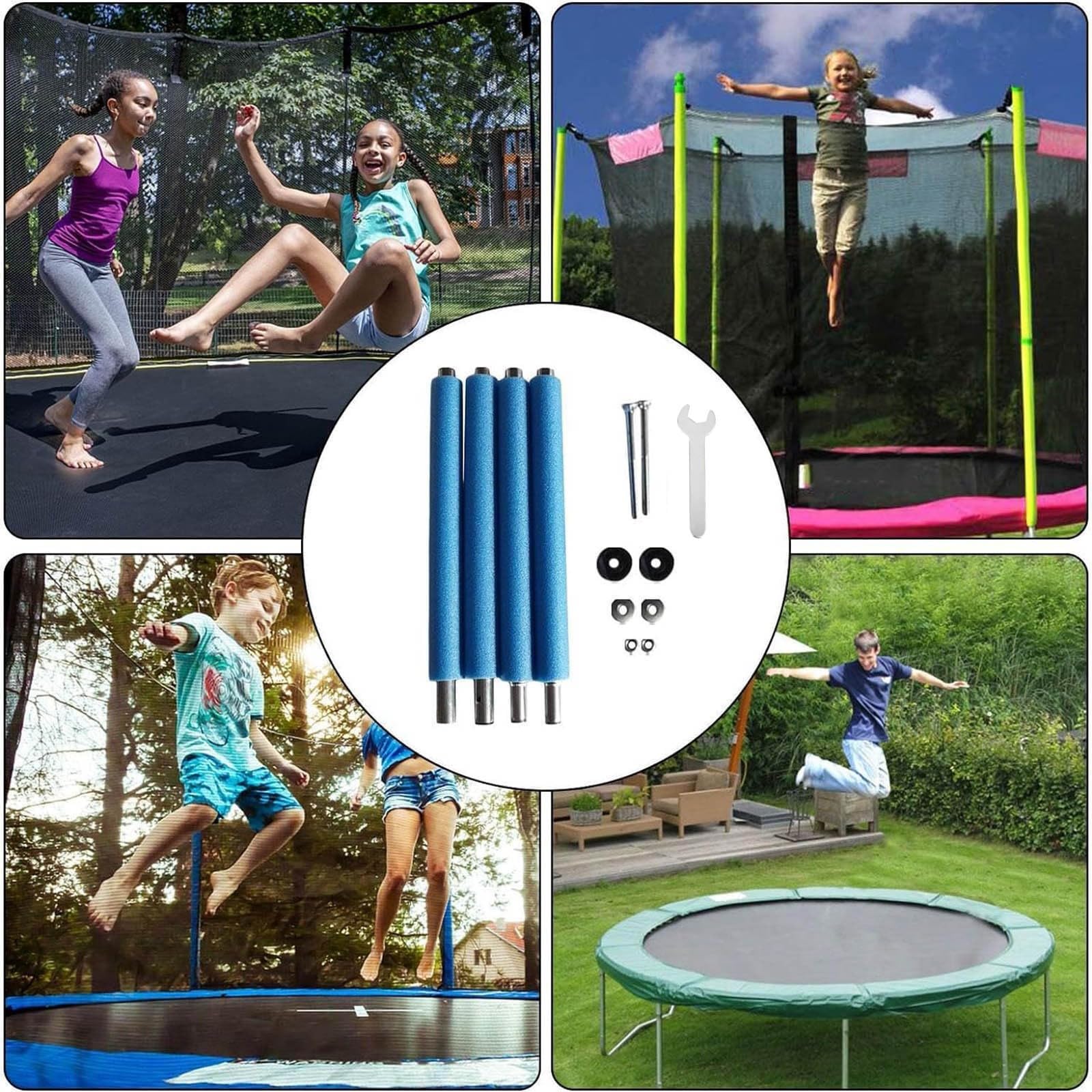 Poteaux de rechange pour clôture de trampoline, poteaux en acier robuste, accessoires de cadre de trampoline pour trampolines ronds de 1,8 m à 4,9 m