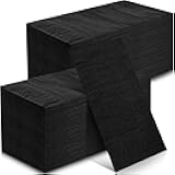 Kisston 200 Pcs Black Dinner Paper Napkins Disposable Linen Napkins Soft and Absorbent Guest Towel Disposable Cloth Hand Towels for Kitchen Bathroom Wedding Guest Towels Dinner Party Napkin