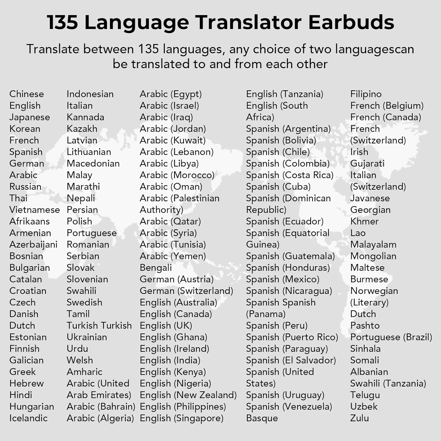 NE18 AI Translation Earbuds Real Time, 135 Language Translator Earbuds, 3-in-1 Buletooth 6.0 Wireless Translating Device with 4 Mode, Translate Ear Buds for Travel Business Learning (Silver) - Image 2