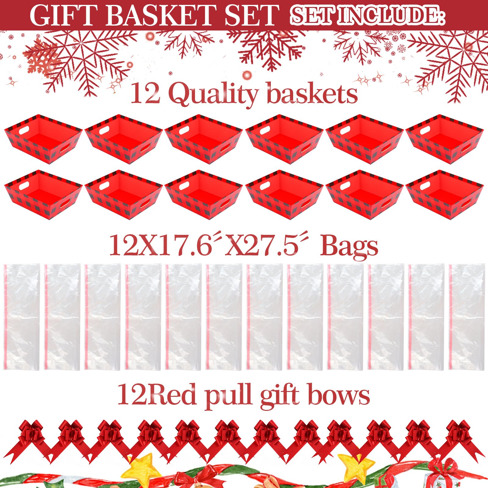 amazon-com-kolewo4ever-36pcs-12-pack-christmas-basket-gift-set-8x10-gifts-baskets-for-gifts-empty-to-fill-with-basket-empty-basket-bags-red-pull-bows-for-christmas-holiday-red-and-black-plaid
