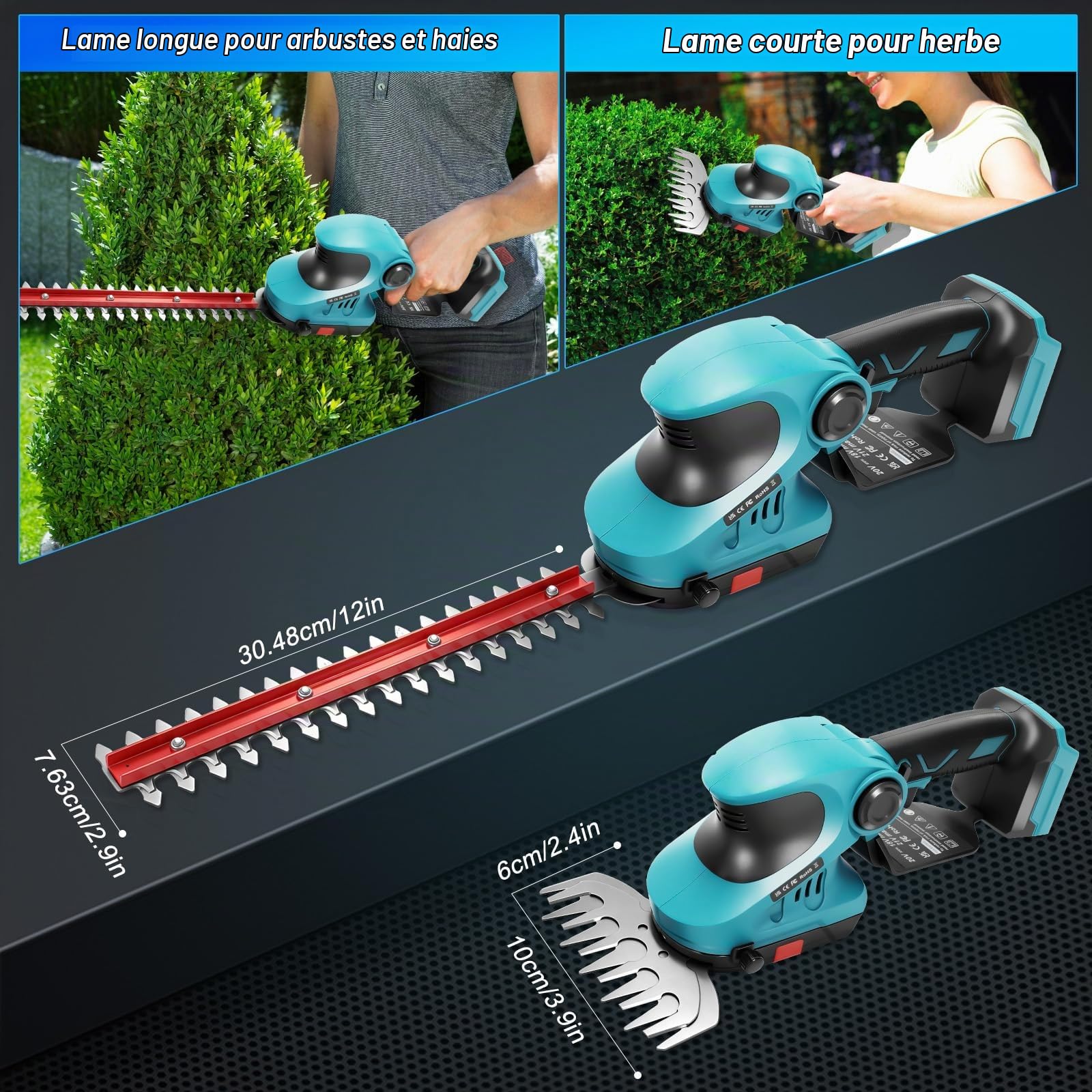 4 en 1 Tronçonneuse Taille haie télescopique sans Fil pour Makita 18 V | (sans batteries) mini scie à élaguer Perche Élagueuse 6 Pouces Elagueuse sur Perche Jusqu'à 4,5 mètres