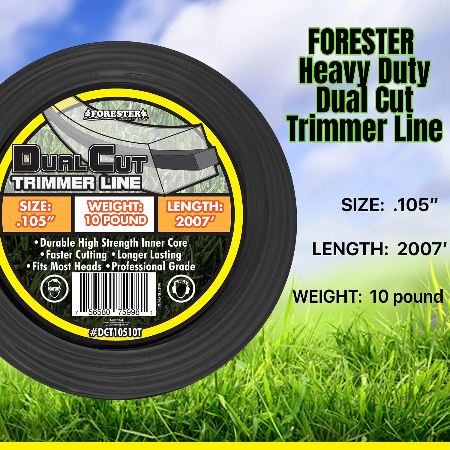 FORESTER Heavy Duty Trimmer Line – Dual Cut Weed Eater String Universal Trimmer String Fits Most Trimmers and Edgers Weedeater String Weed Eater Spool Weed Wacker Attachments