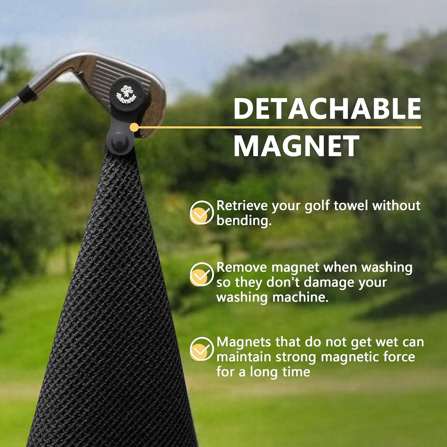 4Monster Golf Towels 3-Pack with Detachable Magnet and Portable Pouch, Quick-Dry Microfiber Golf Towel Set for Golf Bags,Custom Towel Gifts for Men or Women (3, Blue) - Image 2