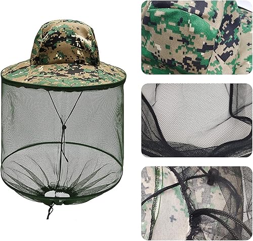 Miniatura 3 de Gorra de red de mosquito con red para pesca, senderismo, abejas, sombrero de sol al aire libre para hombres o mujeres, color verde, Verde