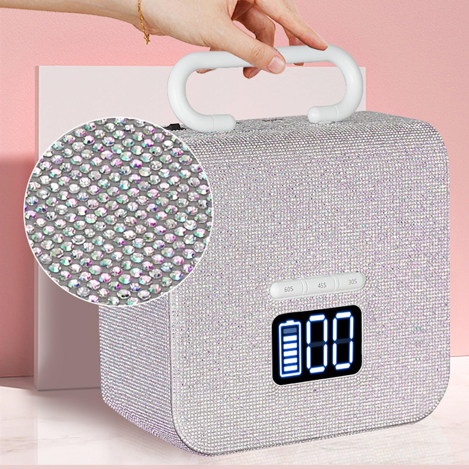 Pongnas Kabellose UV-LED-Nagellampe, Wiederaufladbar, Tragbar, mit 48 LED-Chips, Automatischer Sensor, 4 Timer, 3 Modi, Abnehmbare Basis für Schnell Aushärtende Gelnägel, Maniküre (EU-Stecker)