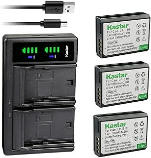 Kastar 3-Pack Battery and LTD2 USB Charger Replacement for Canon LP-E10 LPE10 Battery, Canon LC-E10 LC-E10N Charger, Canon EOS Rebel T3, EOS Rebel T5, EOS Rebel T6, EOS Rebel T7 DSLR Cameras