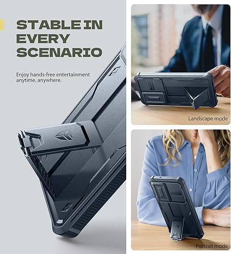 Vista 11 de Dexnor Funda para Samsung Galaxy S24 Plus con cubierta deslizante integrada para cámara, protector de pantalla y soporte, a prueba de golpes, funda