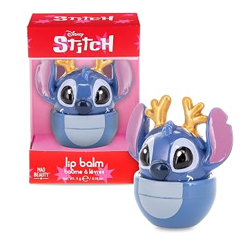 MAD BEAUTY Disney Stitch في بلسم شفاه عيد الميلاد ، معطر بالكرز ، والشفاه الناعمة والمرطبة   