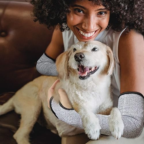 Miniatura 7 de Evridwear - 1 par de mangas resistentes a cortes para protección de brazos en el trabajo, EN388 Nivel 5, contra perforaciones, con o sin orificio