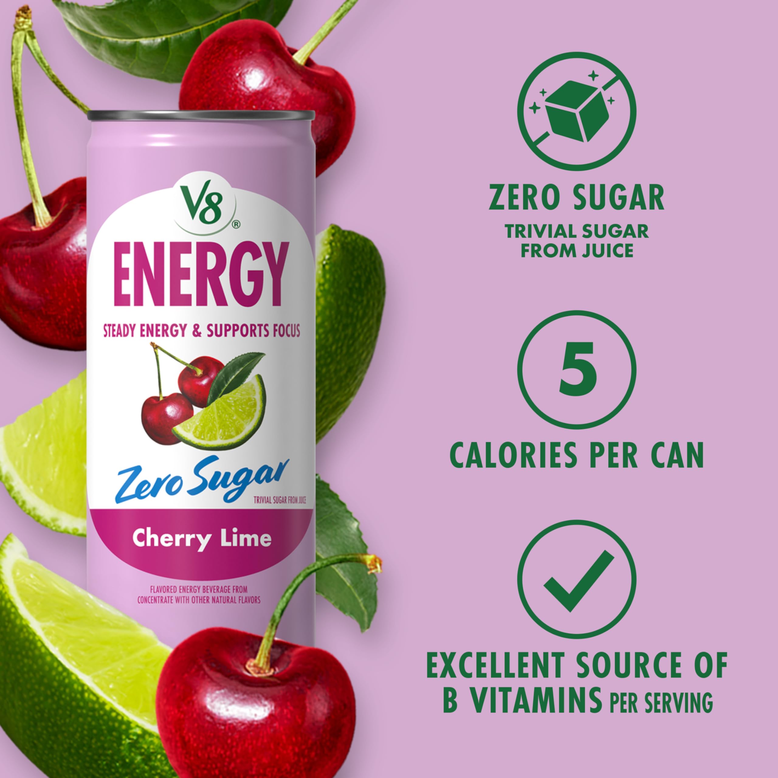 Amazon.com : V8 Energy Zero Sugar Cherry Lime Energy Drink 8 fl