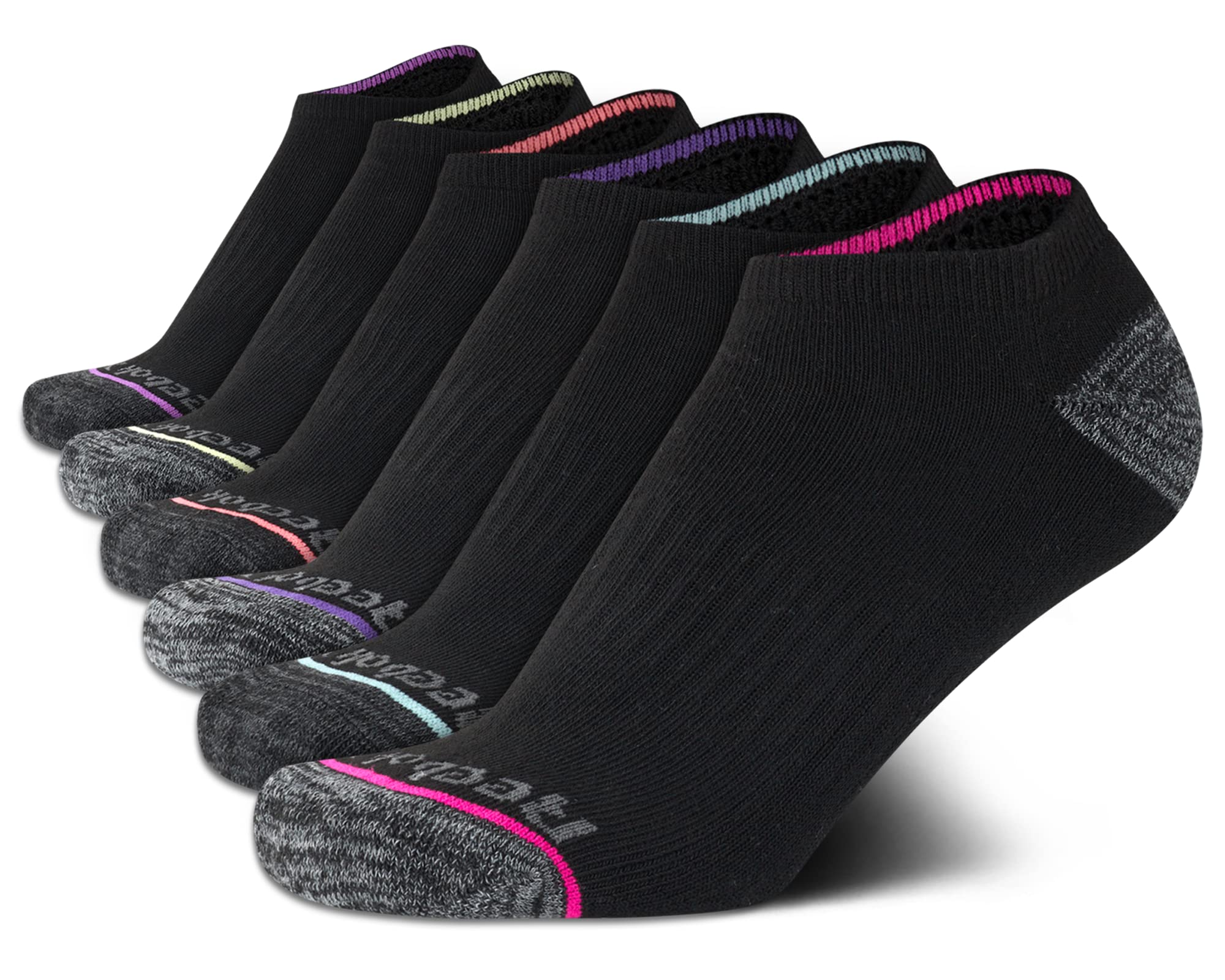ReebokWomens Low Cut Socks - 6 Pack Cushioned Performance Stretch Moisture Wicking Athletic No Show Socks for Women (4-10)