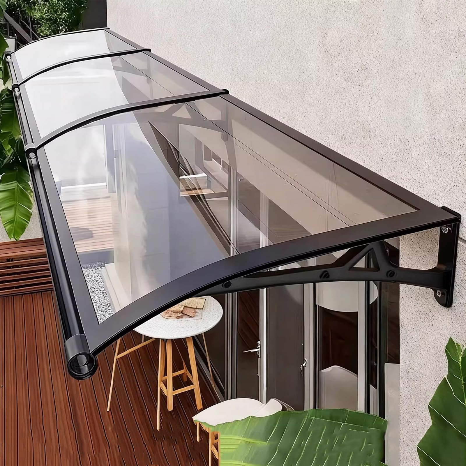 GJMSSMY Modern Door and Window Canopy, Transparent Entrance Awning, Sun and Rain Protection Roof, Polycarbonate Cover for Outdoors (80x160cm/32x63)