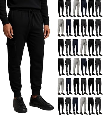 Mens Cargo Jogger Sweatpants, Assorted Colors & Sizes from S M L XL 2XL, Great for Homeless Shelter Donations