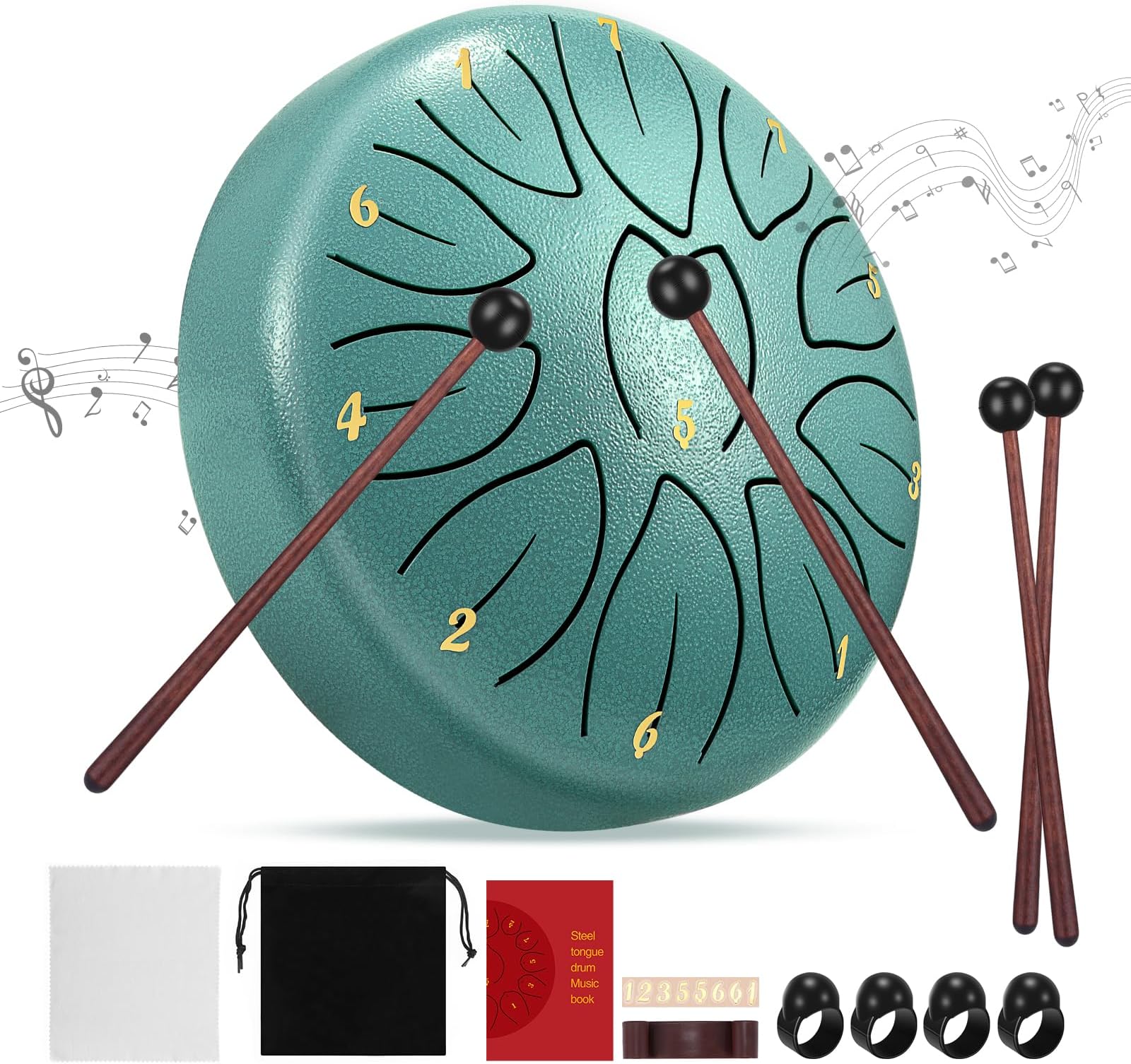 Steel Tongue Drum 6 Inch 11 Notes, Tongue Drum D Major Beginner Hand Drum Percussion for