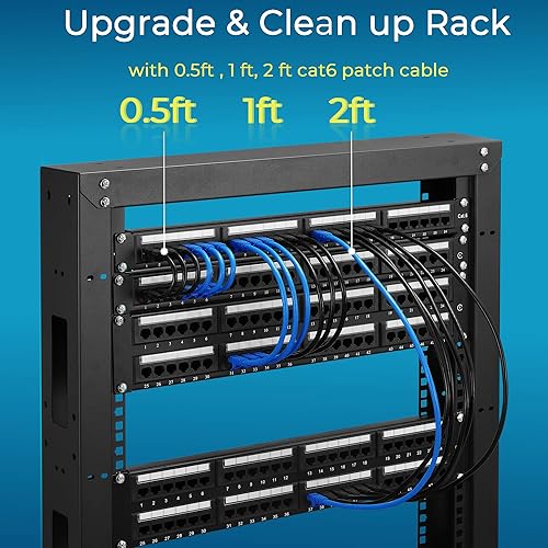 Miniatura 5 de Rapink Patch Cables Cat6 - Cable de conexión Ethernet Cat6 de 0.5 pies (paquete de 24), 10G, cable de conexión Cat 6 para panel de conexiones a