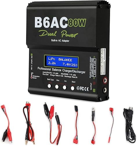 Cargador Lipo, cargador de batería con fuente de alimentación para batería LiPoLi-ionLife (1-6S), NiMHNiCd (1-15S), PB (2-24V), batería inteligente