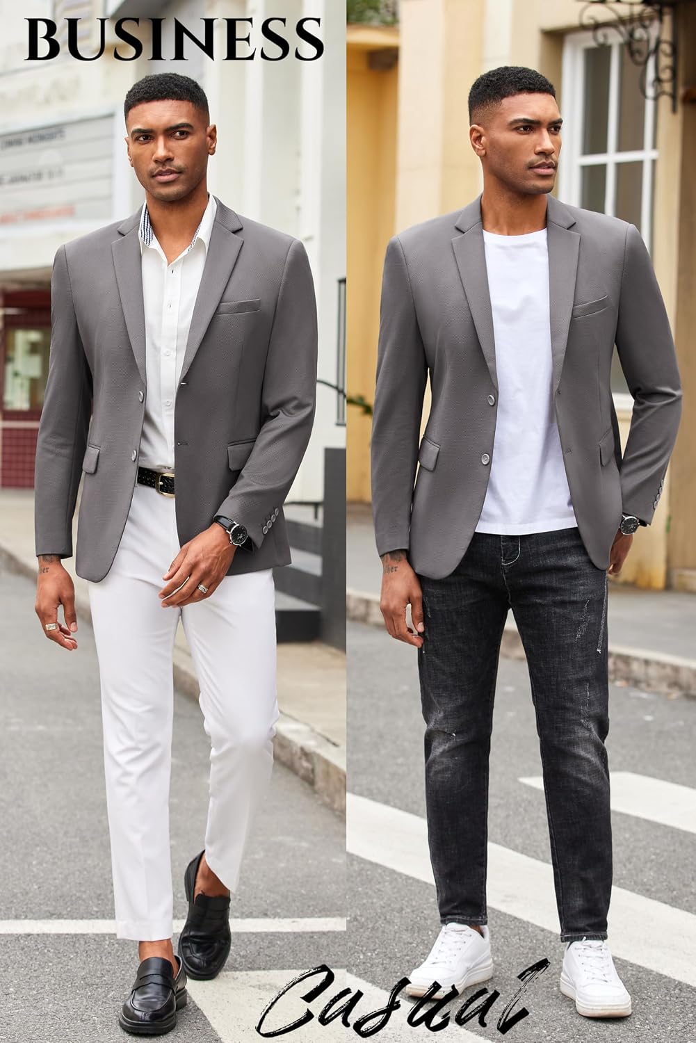 COOFANDY Mens Blazer Jacket Lightweight Suit Jacket Grey Casual Blazer Slim Fit Business Sport Coat