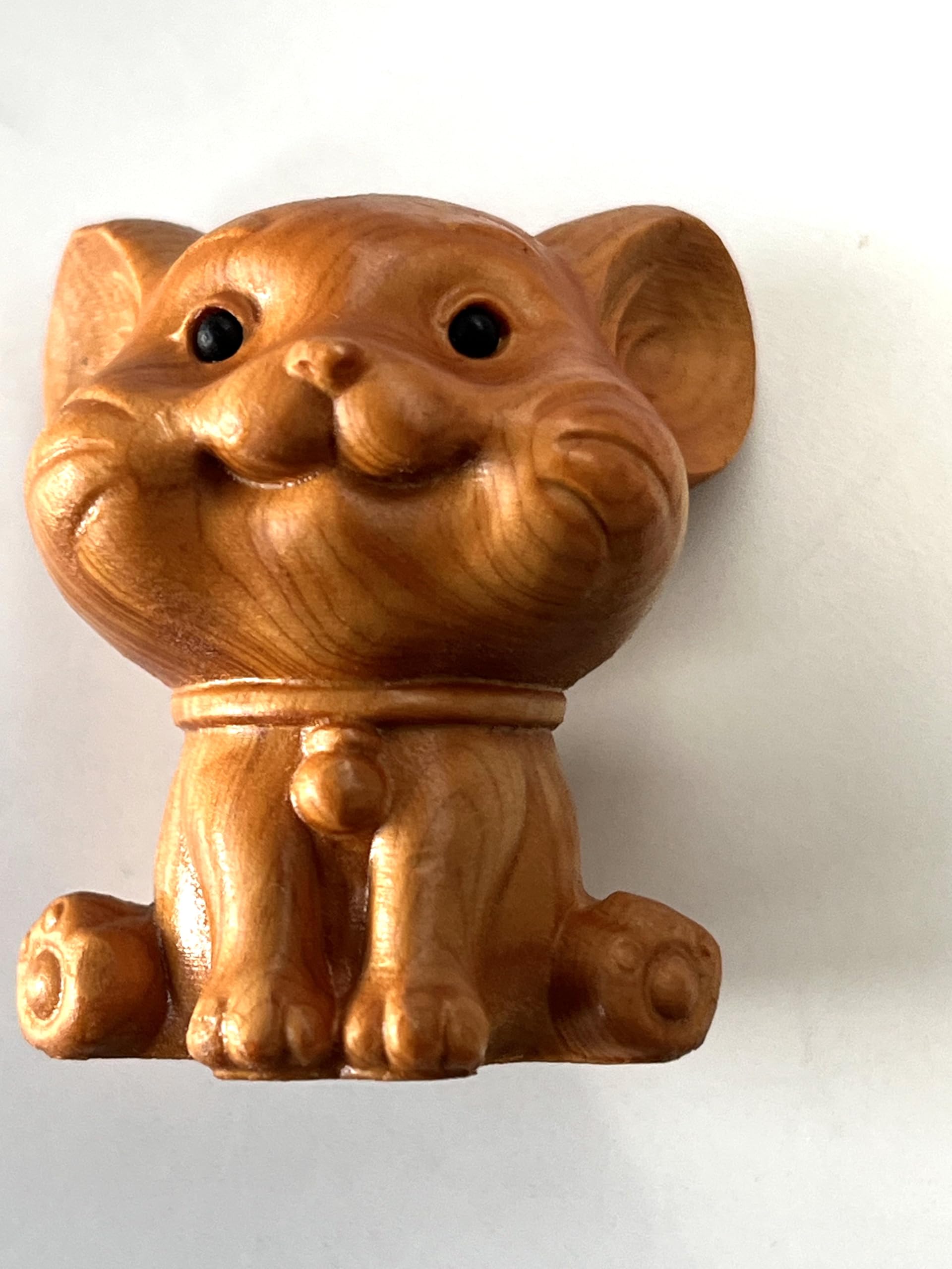 ARTCORE, Hand Carved Wooden NETSUKE, Big Ear Mouse,Brown