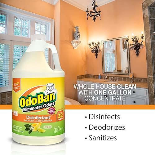 Miniatura 7 de OdoBan Desinfectante listo para usar y eliminador de aroma duro, juego de 2, 14.6 onzas de tela en aerosol continuo de 360 grados y concentrado de