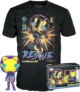 Funko Pop! & Tee: Marvel Blacklight - Rescue - Extra Large - (XL) - T-Shirt - Clothes with Collectable Vinyl Figure - Gift Idea - Toys and Short Sleeve Top for Adults Unisex Men and Women