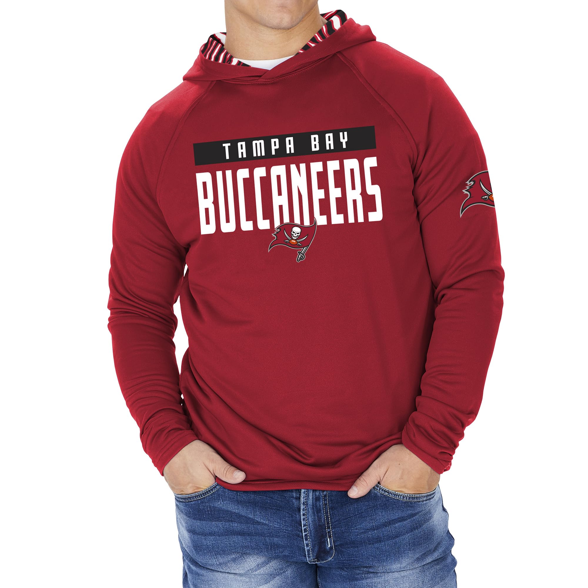 Zubaz NFL Football Men's Solid Team Hoodie with Camo Lined Hood and Sleeve Graphic — view 74