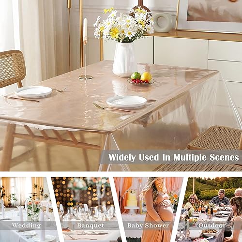 Miniatura 6 de Fixwal Protector de plástico transparente de 54 x 54 pulgadas, mantel cuadrado de PVC 100% impermeable, a prueba de derrames de aceite, fácil de