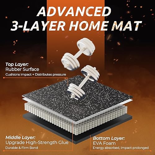 Miniatura 6 de PRAISUN Tapete de gimnasio de 0.6 pulgadas de grosor, 12 azulejos de 48 pies cuadrados, azulejos de espuma entrelazados con parte superior de goma,