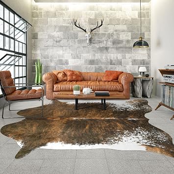 Keeko Faux Cowhigh Drag Cute Cow Pattern Rug Cow Hidden Animal Print Rug Bedroom Living Room Western Home Decor Carpet 6.2x7ft Saddle Brown