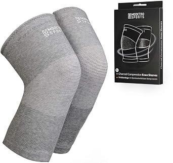 Modetro Sports Knee Compression Sleeve Comfortable Flexible Breathable Support Grey Large