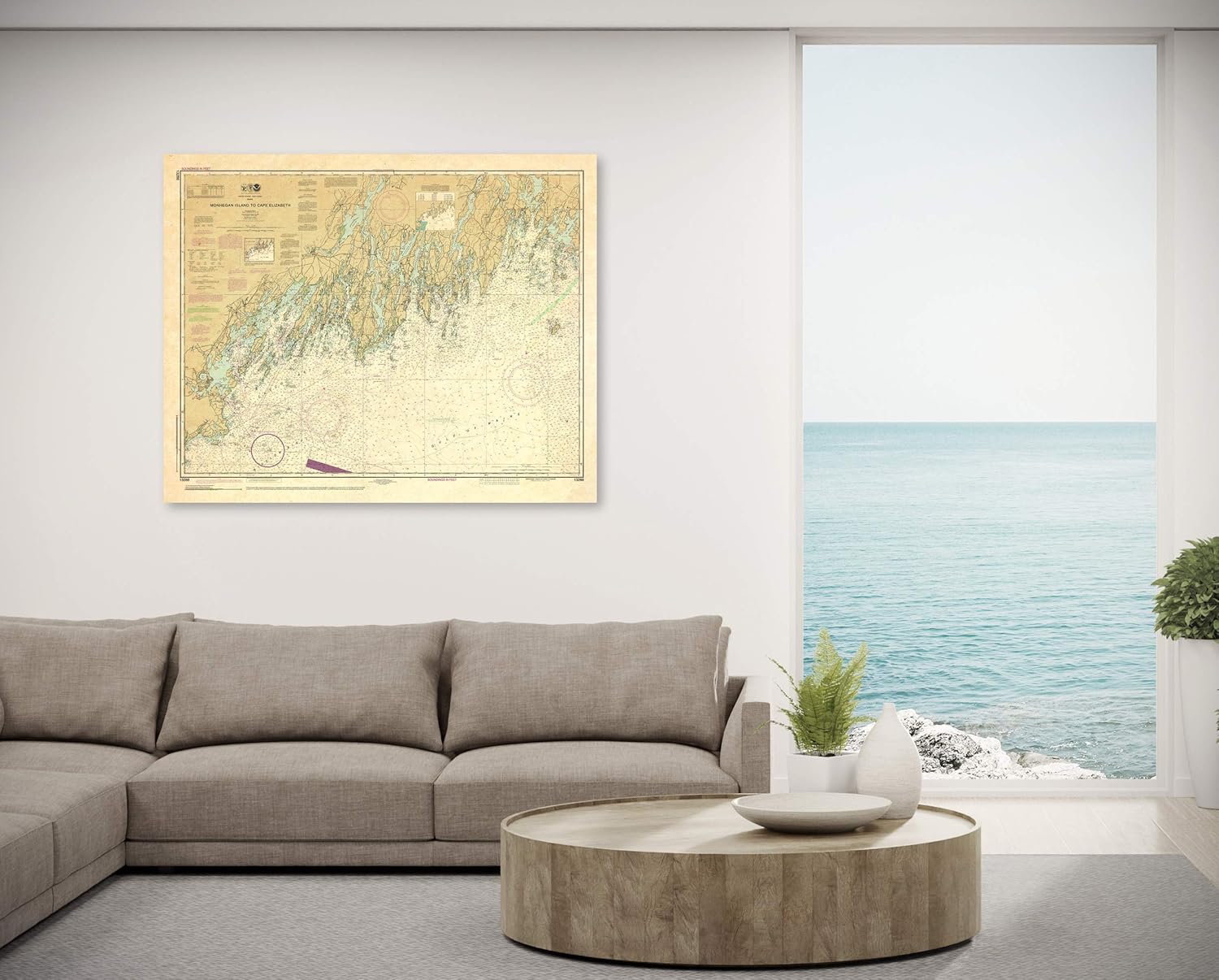 Paradise Cay Publications, Inc. Antiqued NOAA Chart 13288: Monhegan Island to Cape Elizabeth