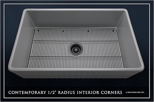 Miniatura 2 de FSW1047AC LUX Fregadero de granja de arcilla de fuego sólido de 33 pulgadas, gris mate, acceso de cobre antiguo, frontal con flúor