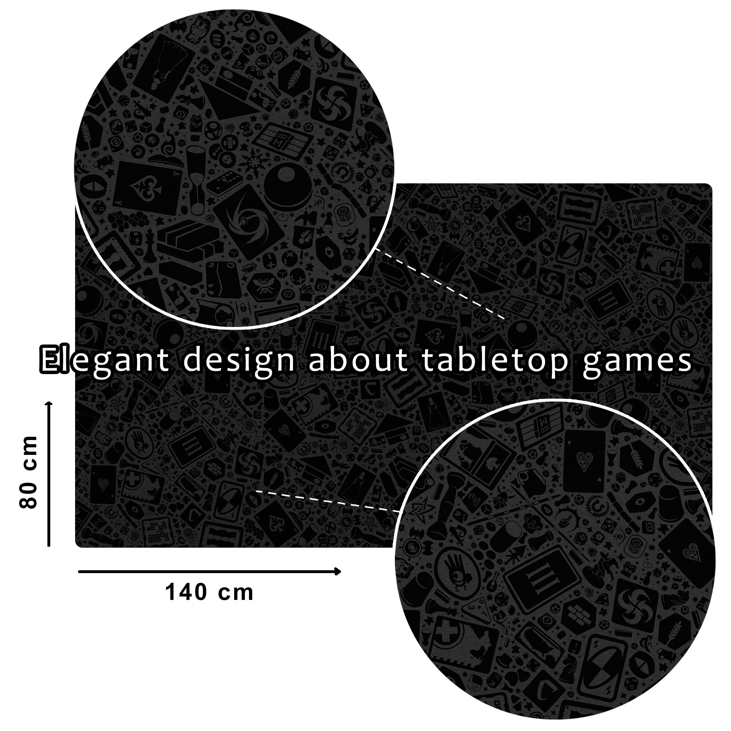 Neoprene Play Mat | Tapis pour Jeux de société, dés et Cartes | 140 x 80 cm | IMPERMÉABLE, ANTIDÉRAPANT et Enroulable (Gaming (Black))