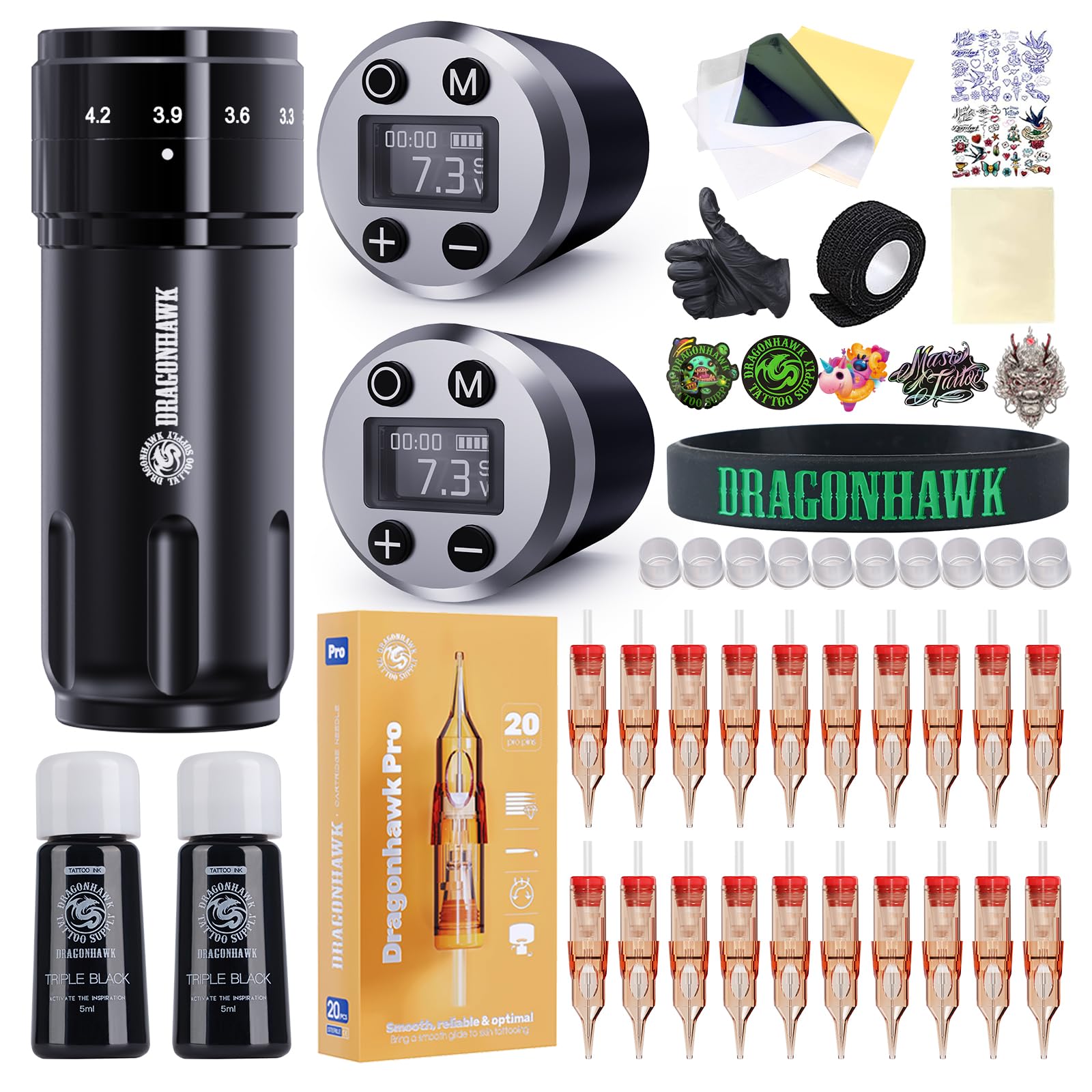 Amazon.com: Dragonhawk Wireless Tattoo Gun Kit 7 Adjustable
