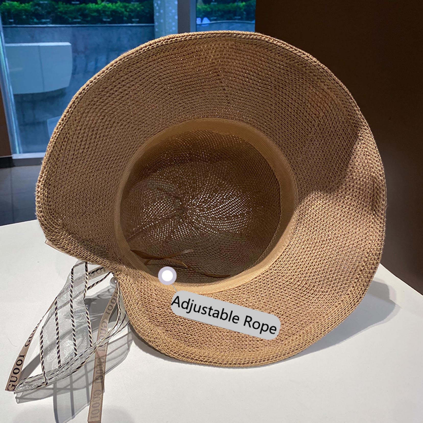 Femmes Summer Sun Sun Hat avec Bow Beach Cap Pliable Visor Pliant Chapeaux De Soudage Dôme Largeur Largeur brown-56-58cm