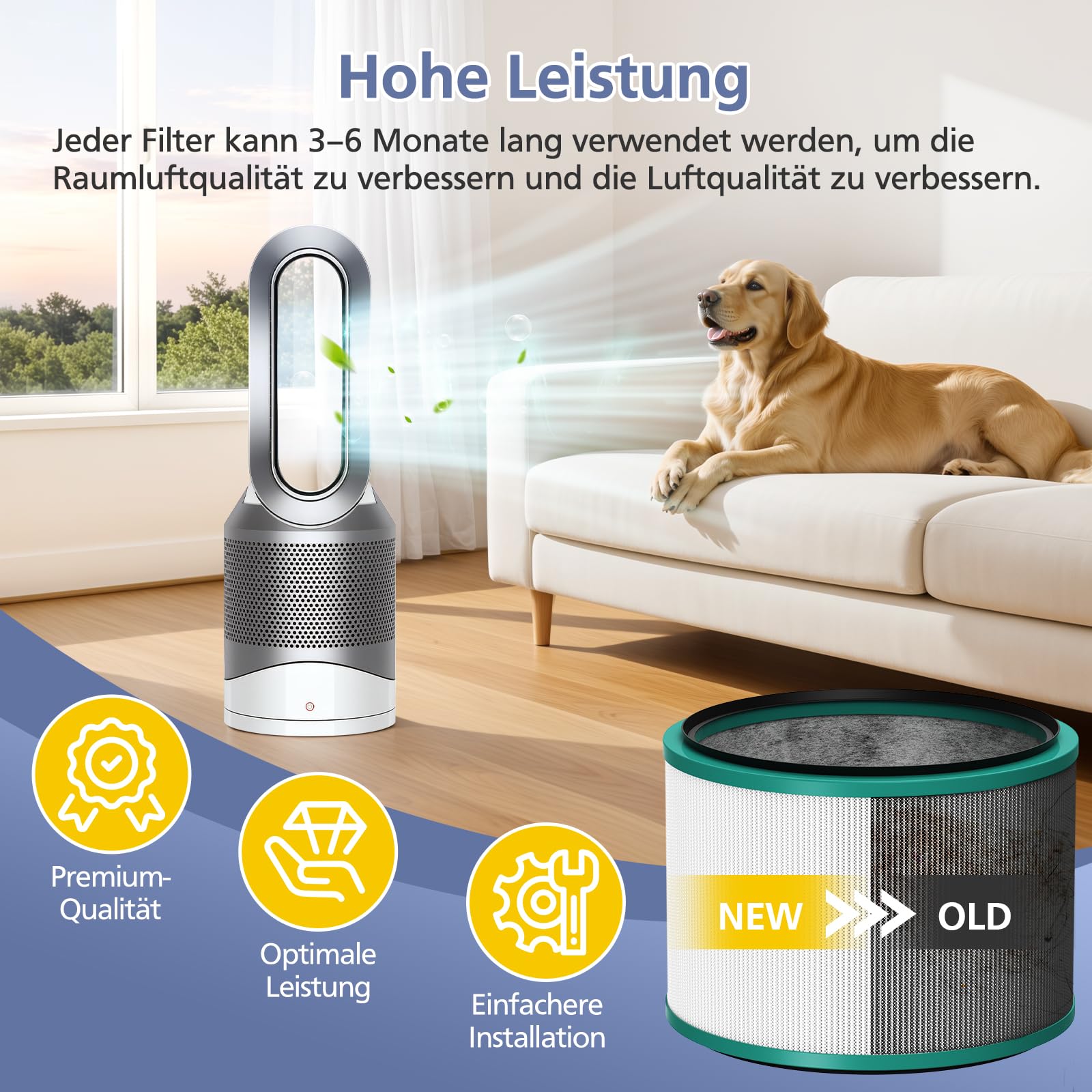 Filter für Dyson Luftreiniger HP00, HP01, HP02, HP03, Ersatzfilter für Dyson Luftreiniger DP01, DP02, DP03
