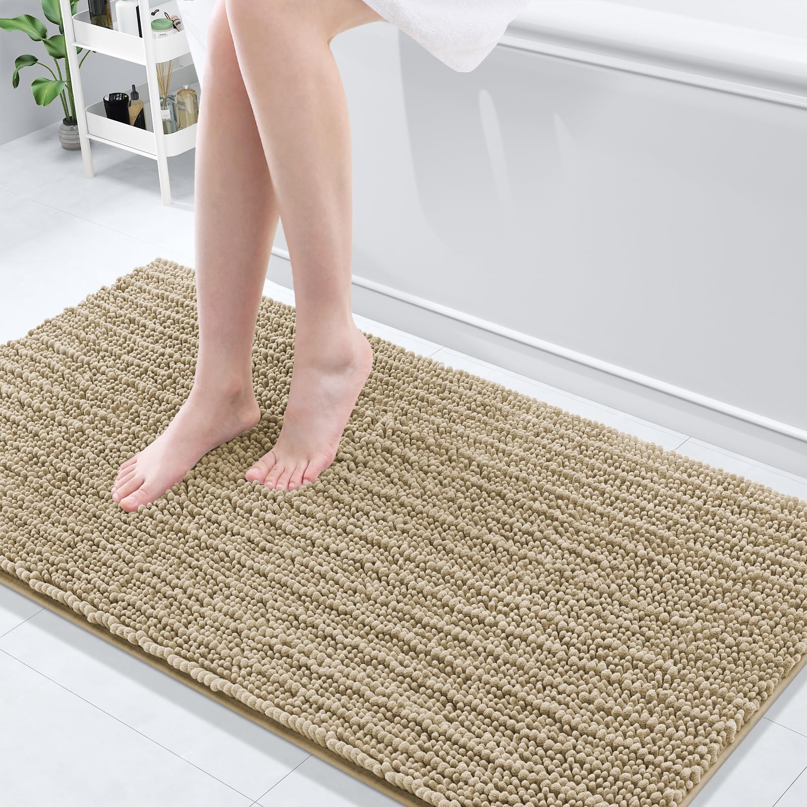 Arotive Luxury Bathroom Rugs 60x24, Extra Soft Thick Absorbent Shaggy Chenille Bath Rugs, Non-Slip Machine Wash Dry, Bath Mats for Bathroom Floor, Tub