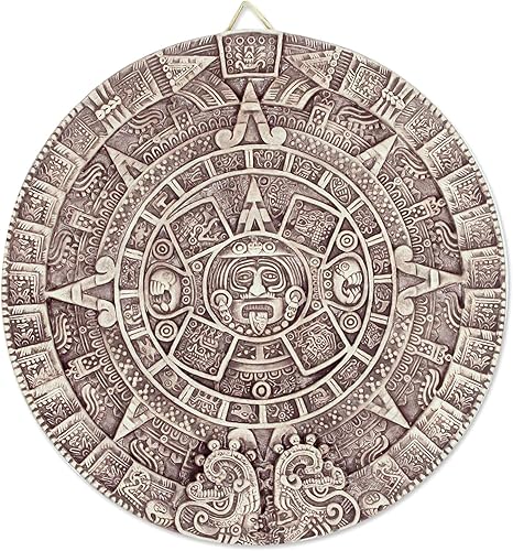 Novica Calendario de Adviento de cerámica arqueológica, beige, calendario azteca en beige