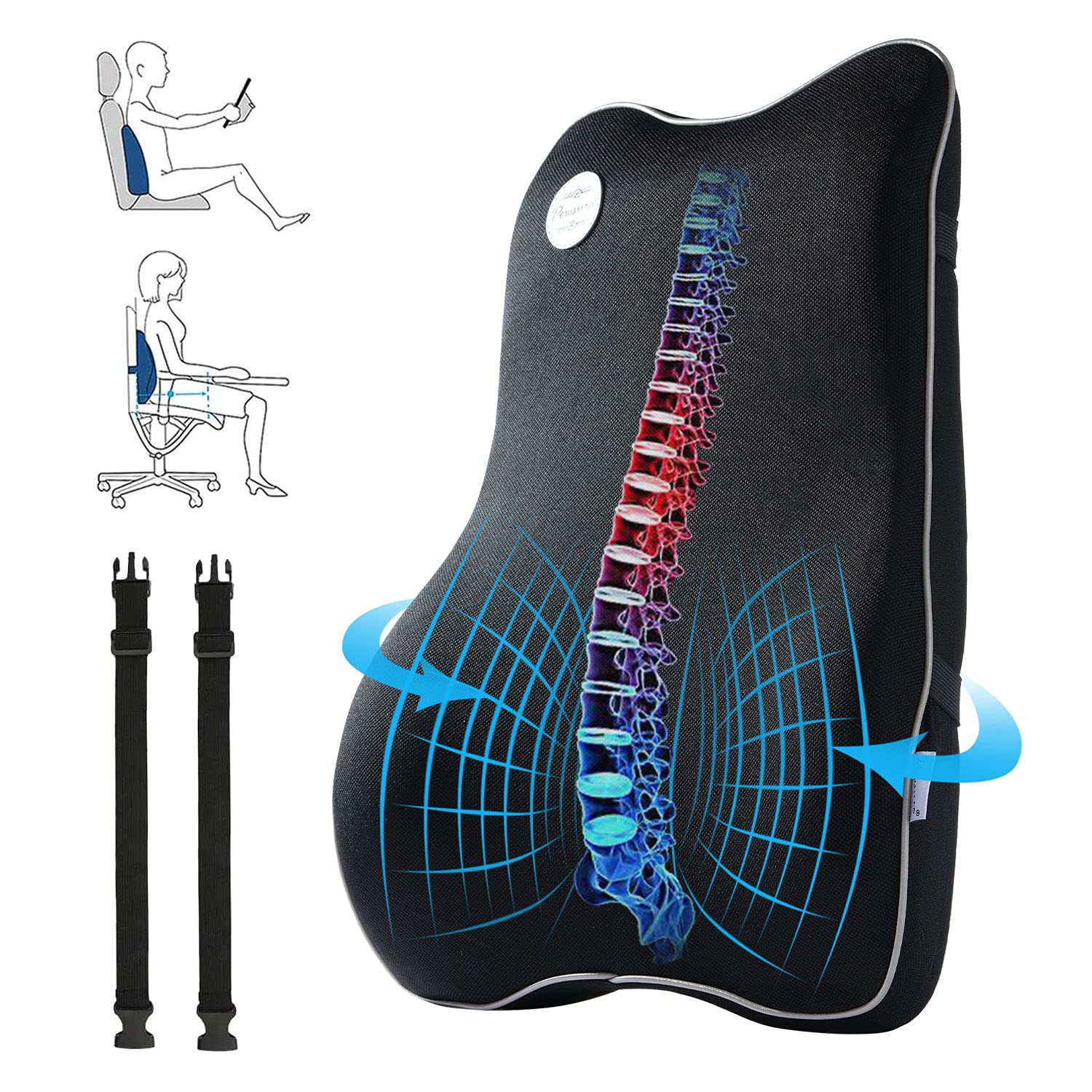 Buy Powsure Back Support for Office Chair, Memory Foam Lumbar Support