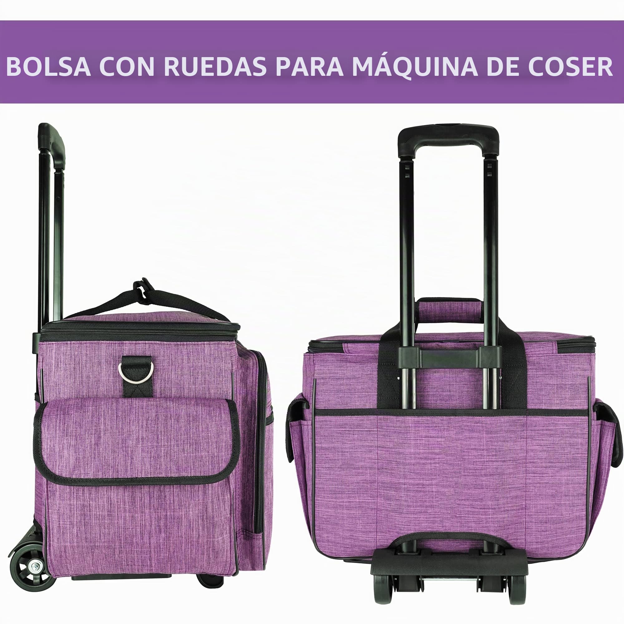 CAB55 - Funda Desmontable para máquina de Coser con Ruedas, Bolsa de Mano con Tabla de Madera Inferior extraíble para la mayoría de máquinas de Coser estándar y Accesorios